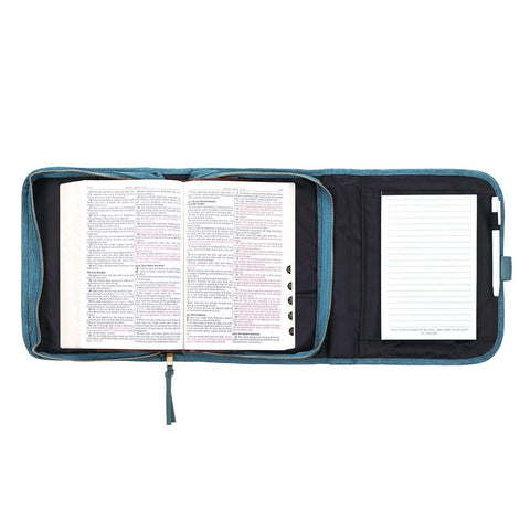 Faith Teal Tri-fold Organizer Bible Cover (7.25" x 10.25" x 2.25")