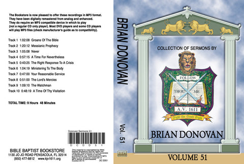 Brian Donovan Sermons on MP3 - Volume 51
