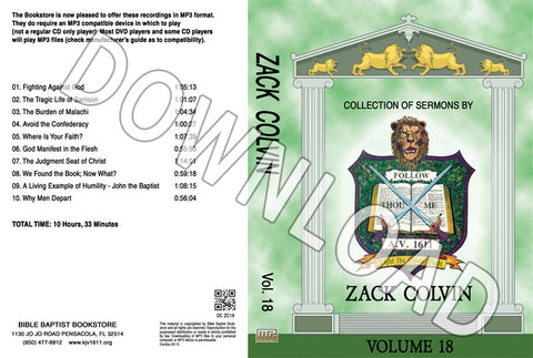 Zack Colvin: Sermons, Volume 18 - Downloadable MP3