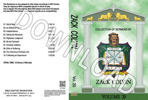 Zack Colvin: Sermons, Volume 20 - Downloadable MP3