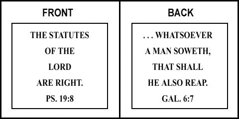 Scripture Sign - Psalms 19:8 and Galatians 6:7