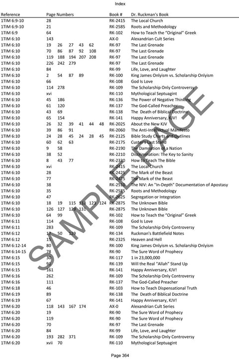 Scripture Reference Index (for Dr. Ruckman's books)