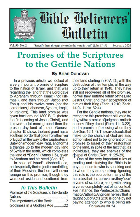 Bible Believers' Bulletin, February 2026 - Downloadable PDF