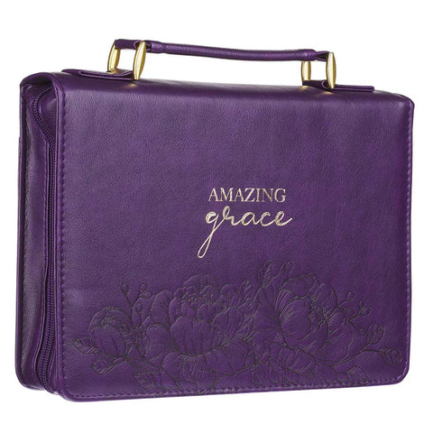Amazing Grace Purple Faux Leather Fashion Bible Cover (7" x 9.75" x 1.75")
