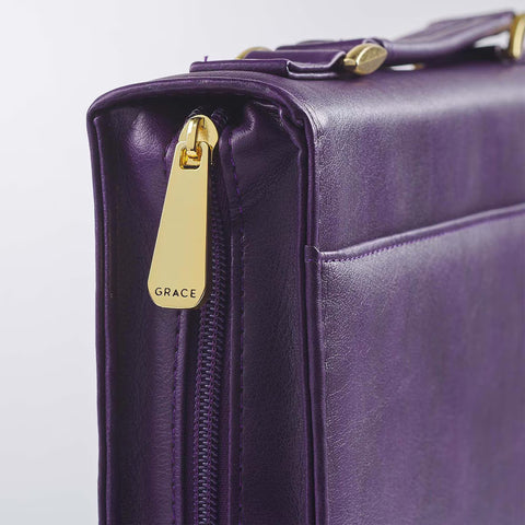 Amazing Grace Purple Faux Leather Fashion Bible Cover (7" x 9.75" x 1.75")