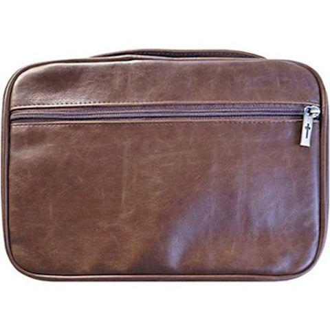 Distressed Leather Look - Bible Cover  Brown (9.5" X 11.5" X 2.5")