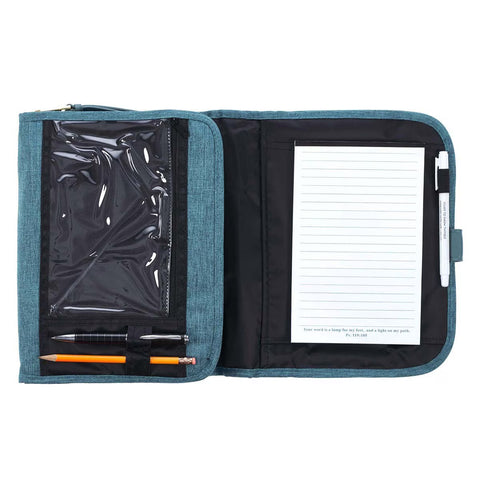 Faith Teal Tri-fold Organizer Bible CoveR (6.5" x 9.5" x 1.5")