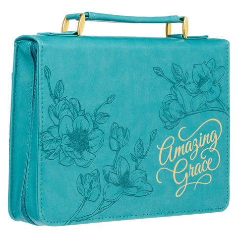 Bible Cover Fashion Teal - Amazing Grace (7" x 9.75" x 1.75")