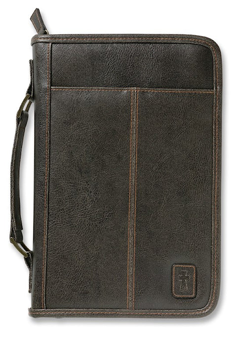 Aviator Leather Look Brown Bible Cover (6.88" x 9.63" x 2.5")