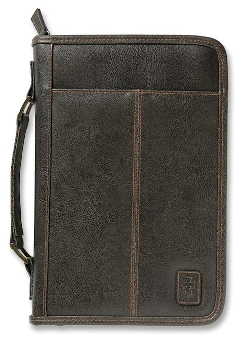 Aviator Leather Look Brown Bible Cover (6.63" x 9.5" x 1.75")