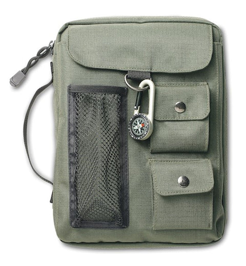 Compass Canvas Green Bible Cover (6.63" x 9.5" x 1.75")