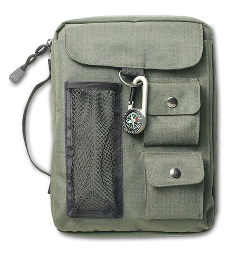 Compass Canvas Green Bible Cover (6.13" x 8.8" x 1.5")