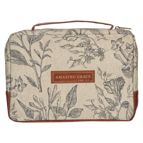 Amazing Grace Natural Canvas Bible Cover (6.75" x 9.5" x 1.75")
