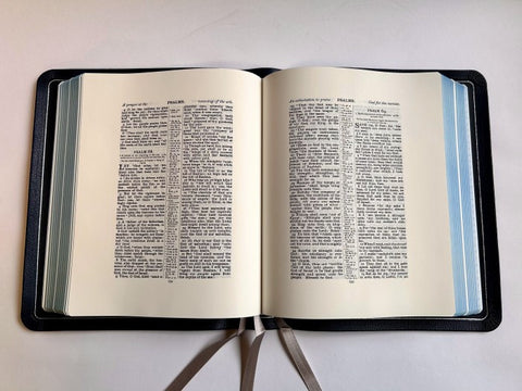 Allan Oxford Bible: Brevier Clarendon Wide Margin Reference Bible Navy Blue Goatskin SILVER LINE EDITION 5WMNBS
