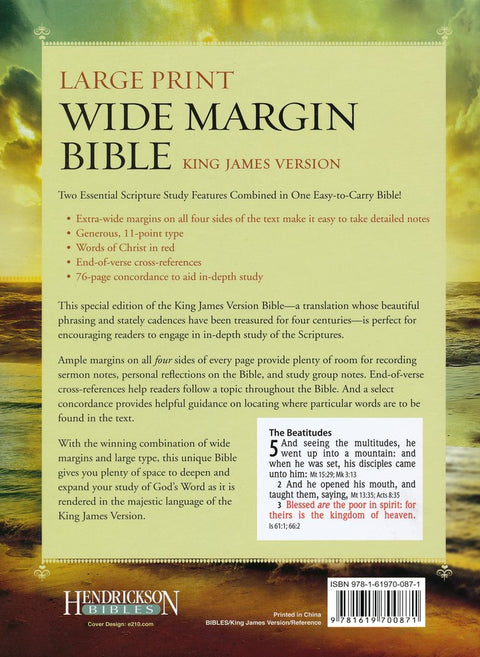 Hendrickson Bible: Large Print Wide Margin Black Imitation Leather