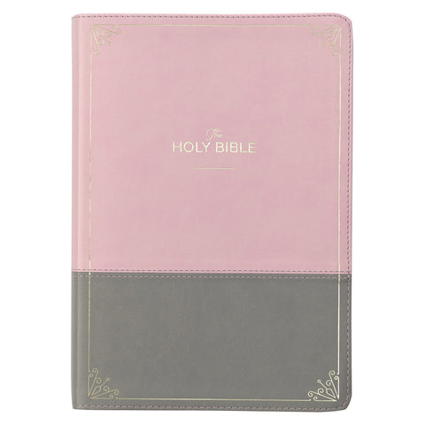 Christian Art Publishers:  Super Giant Print Faux-Leather Pink/Gray with Thumb Index