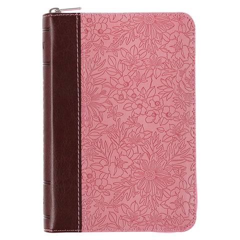 Christian Art Publishers:  Mini Pocket Bible (zippered) Faux Leather Pink/Brown