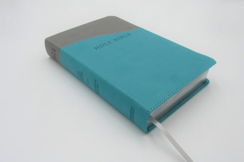Hendrickson Bible: Personal Size Giant Print Reference Bible (Gray on Turquoise)