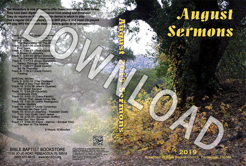 August 2019 Sermons - Downloadable MP3