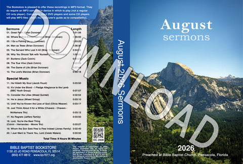 August 2026 Sermons  - Downloadable MP3