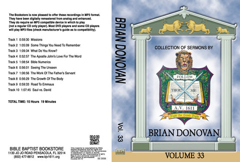 Brian Donovan Sermons on MP3 - Volume 33
