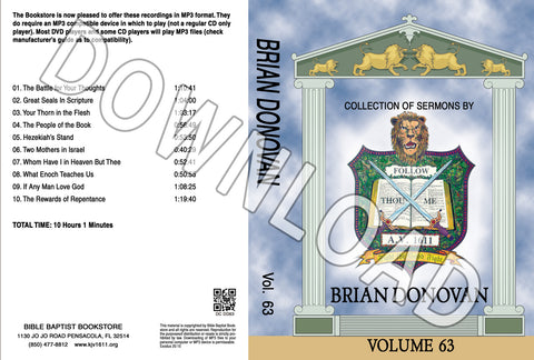 Brian Donovan: Sermons, Volume 63 - Downloadable MP3