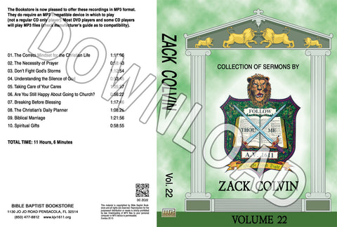 Zack Colvin: Sermons, Volume 22 - Downloadable MP3