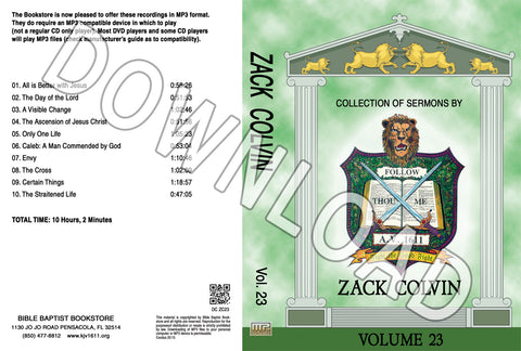 Zack Colvin: Sermons, Volume 23 - Downloadable MP3