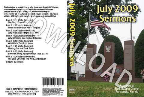 July 2009 Sermons - Downloadable MP3