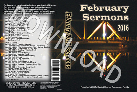 February 2016 Sermons - Downloadable MP3