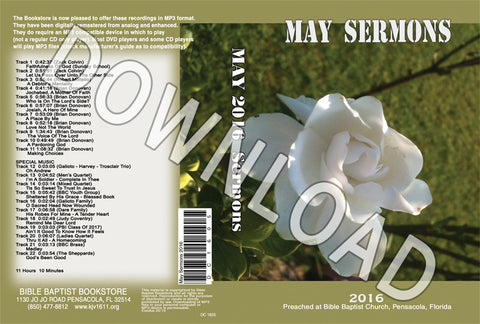 May 2016 Sermons - Downloadable MP3
