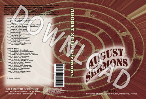 August 2016 Sermons - Downloadable MP3