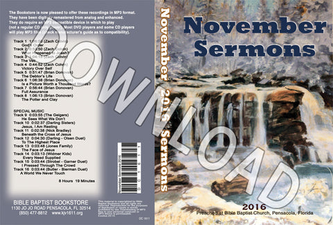 November 2016 Sermons - Downloadable MP3