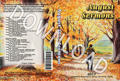 August 2017 Sermons - Downloadable MP3