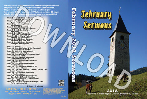 February 2018 Sermons - Downloadable MP3