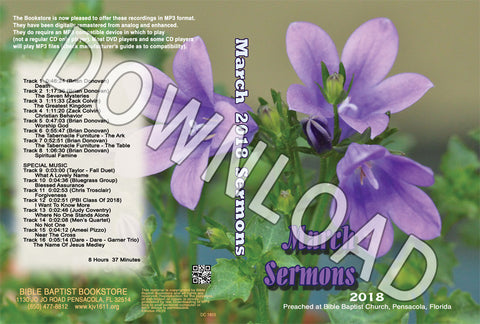 March 2018 Sermons - Downloadable MP3
