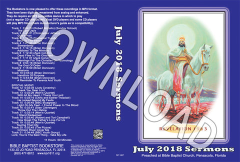 July 2018 Sermons - Downloadable MP3