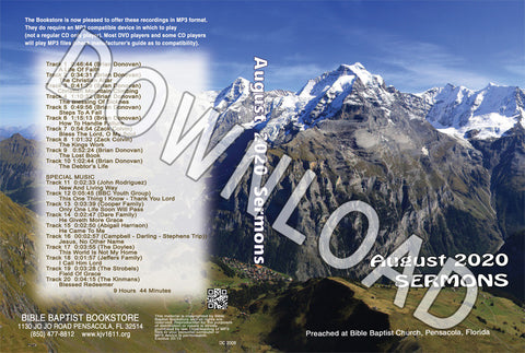 August  2020 Sermons  - Downloadable MP3