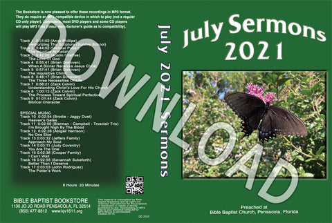 July 2021 Sermons  - Downloadable MP3