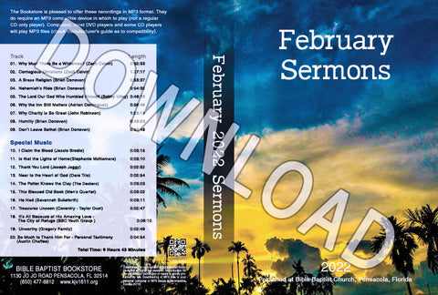 February  2022 Sermons  - Downloadable MP3