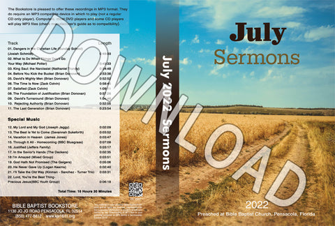 July 2022 Sermons  - Downloadable MP3