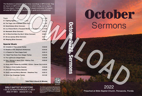 October 2022 Sermons  - Downloadable MP3