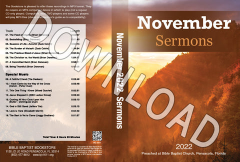 November 2022 Sermons  - Downloadable MP3