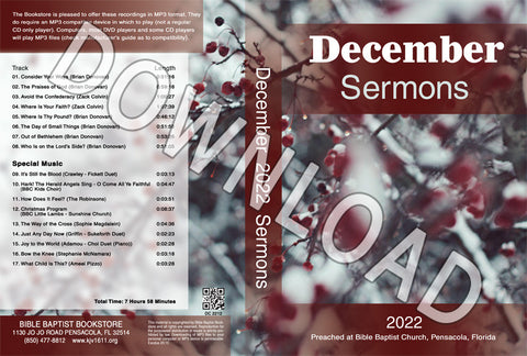 December 2022 Sermons  - Downloadable MP3