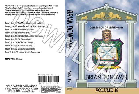 Brian Donovan: Sermons, Volume 18 - Downloadable MP3