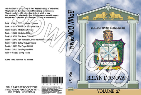 Brian Donovan: Sermons, Volume 27 - Downloadable MP3