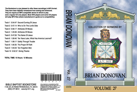 Brian Donovan Sermons on MP3 - Volume 27