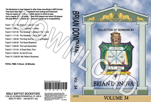 Brian Donovan: Sermons, Volume 34 - Downloadable MP3