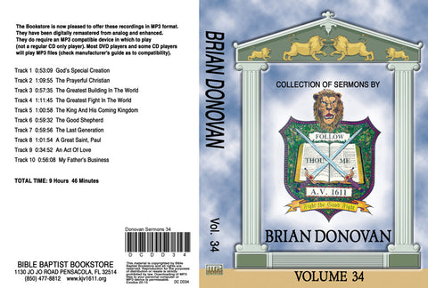 Brian Donovan Sermons on MP3 - Volume 34