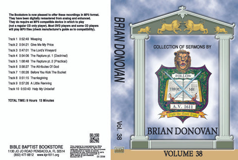 Brian Donovan Sermons on MP3 - Volume 38